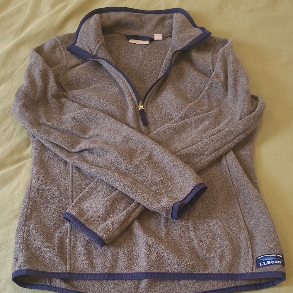 L.L. Bean Heather Gray Fleece with Navy Accents